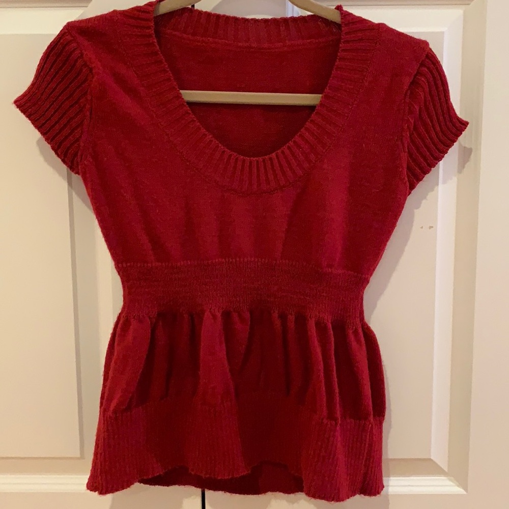 LF Dark Red Short Sleeve Knit Vest